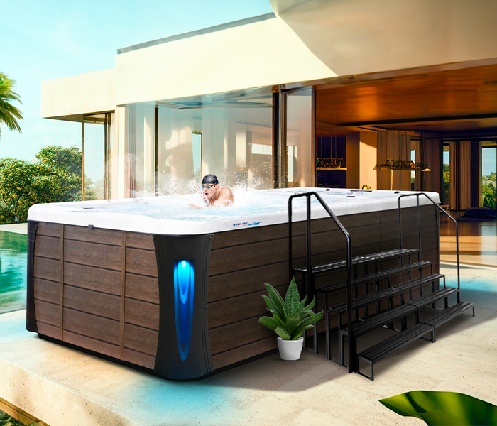 Calspas hot tub being used in a family setting - Layton